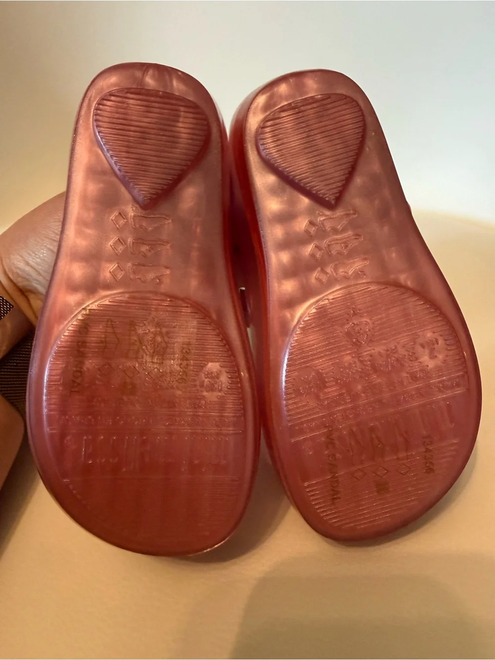 ☀️🌊 Mini Melissa Pink Jelly Mary Jane Flats with Flower Accent NWT